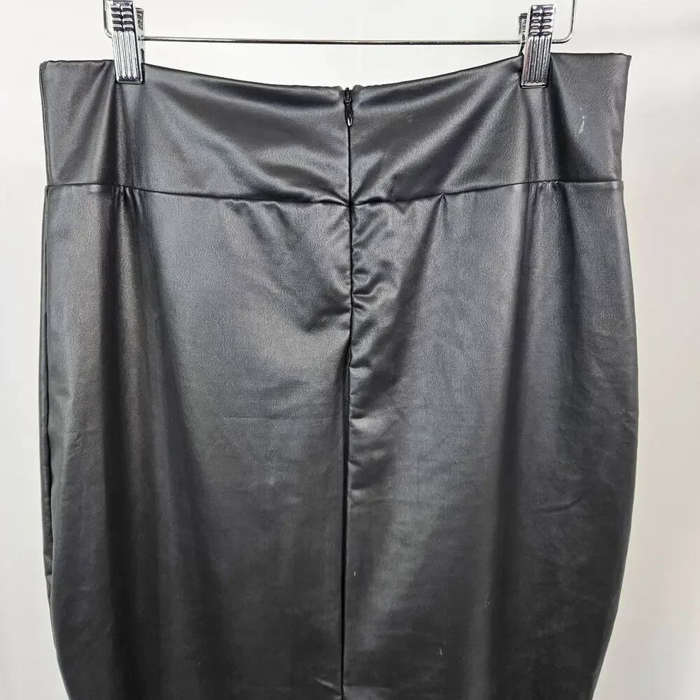 Skims Faux Leather Skirt Swim Cover-Up Long Black |‎ Women's XL | MINOR FLAWS